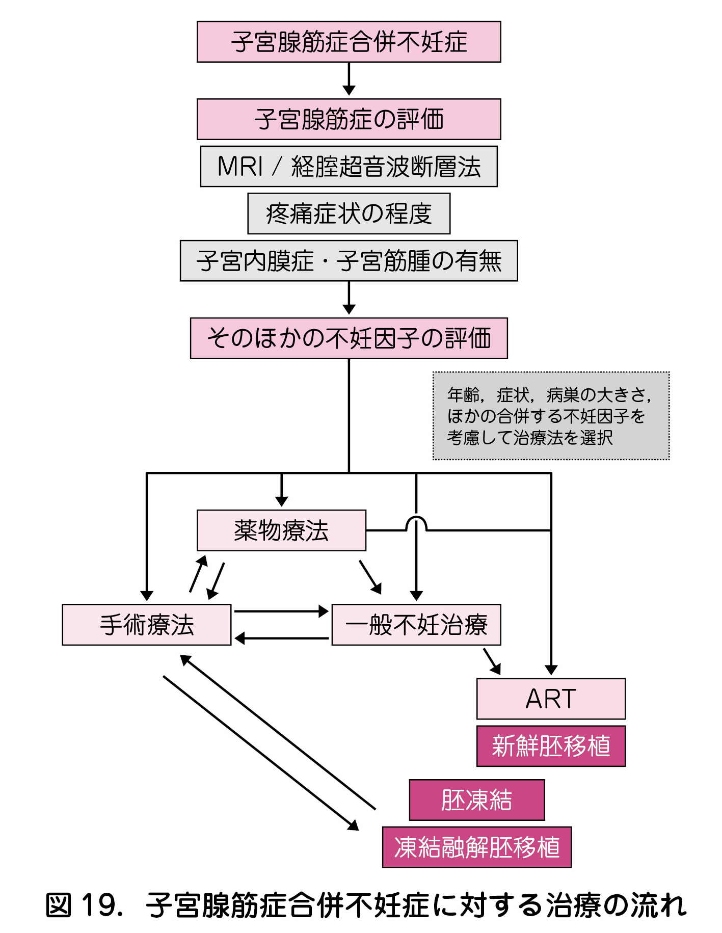 図19．子宮腺筋症合併不妊症に対する治療の流れ