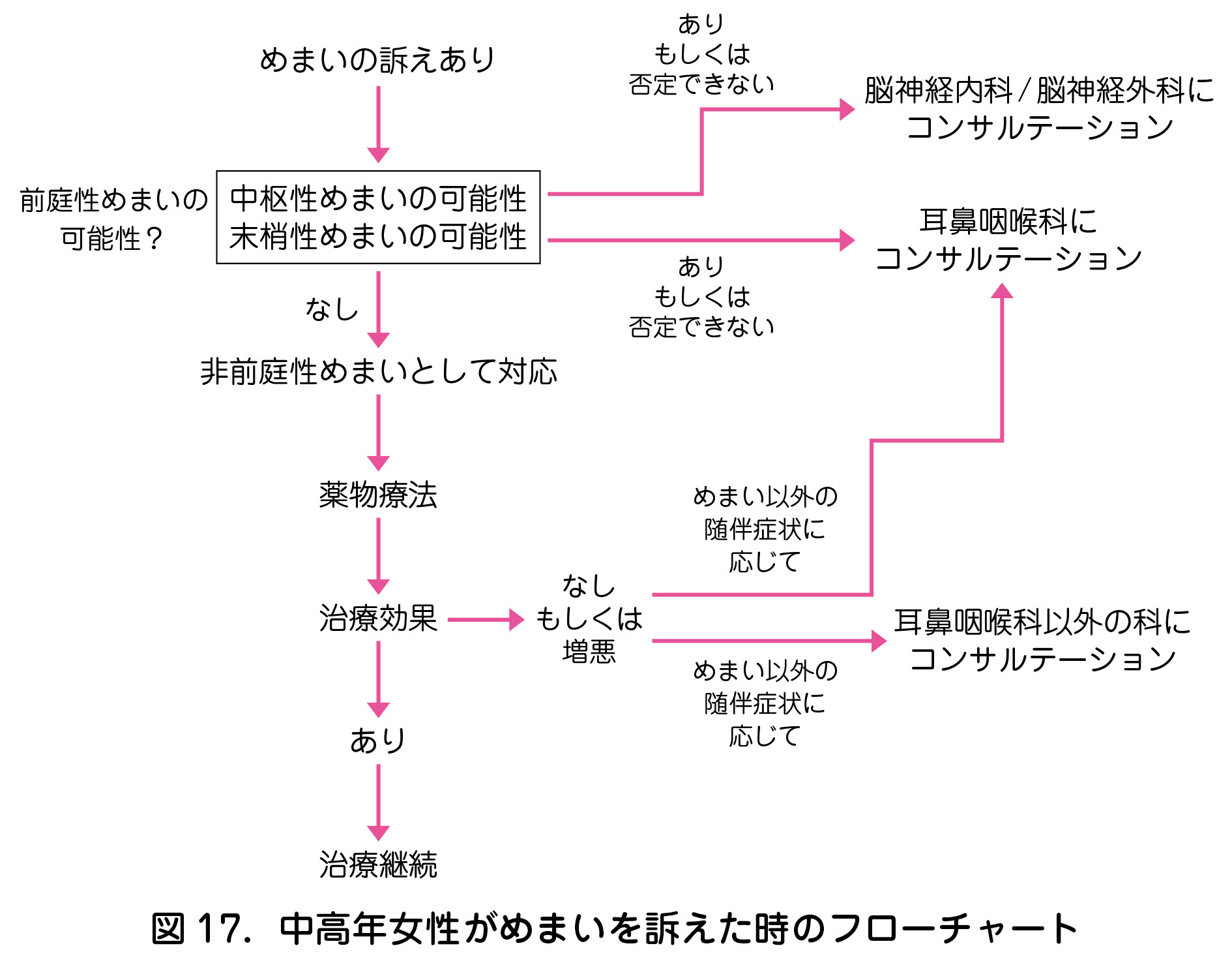 図 17．中高年女性がめまいを訴えた時のフローチャート